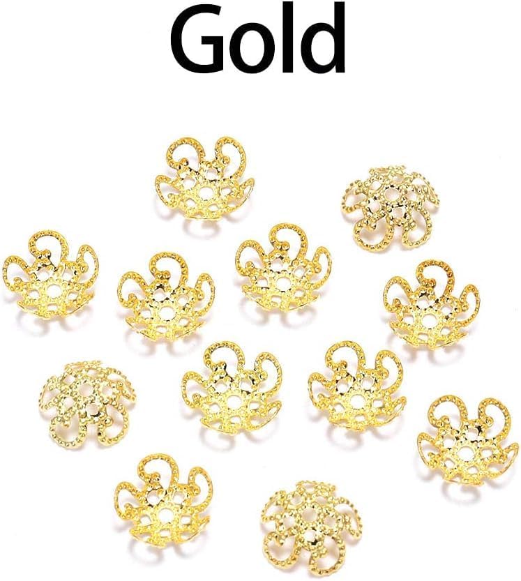 Tiosen 100Pcs Shiny Vintage Filigree, 8mm Silver Flower Bead End Caps Metal Bead Caps for Jewelry Making DIY Bracelet Earrings Arts, Crafts Accessories - Image 2